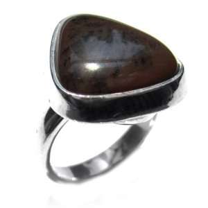  Dendritic Agate and Sterling Silver Small Ring Size 8 Ian 