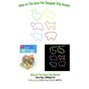  Glow in the dark Pet Shaped Silly Bandz.(72pcs/6packs of 