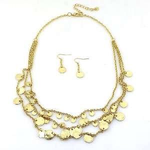   extension; Matching earrings; Gold tone coin metal necklace;: Jewelry