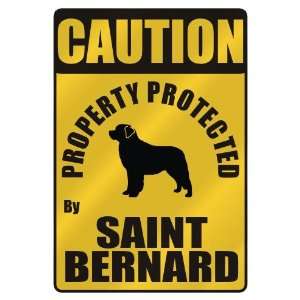   PROTECTED BY SAINT BERNARD  PARKING SIGN DOG