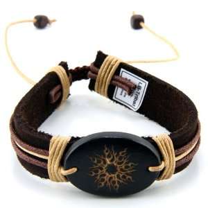    Trendy Celeb Genuine Leather Bracelet   TRIBAL SUN: Jewelry