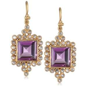   Buzz 18k Gold, Amethyst and Rose Cut Diamond Drop Earrings: Jewelry