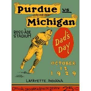 1929 Purdue vs. Michigan 22 x 30 Canvas Historic Football Print 