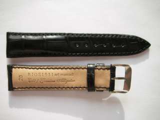 Rios1931 genuine alligator skin thick Black watch band  
