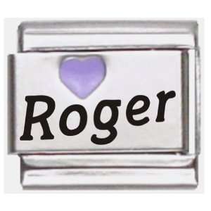  Roger Purple Heart Laser Name Italian Charm Link Jewelry