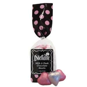 Dilettante Chocolates Pink & Silver Foiled Hearts 6oz Bag (Pack of 1 