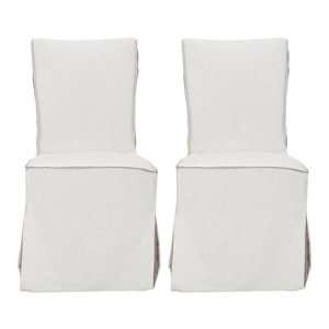  Dillan Slipcover Chair in White (Set of 2)