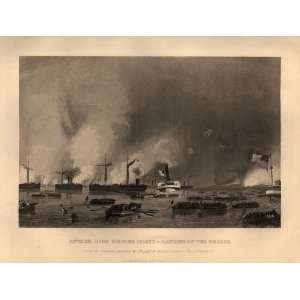 1862 Antique Engraving of the Attack Upon Roanoke Island   Landing of 