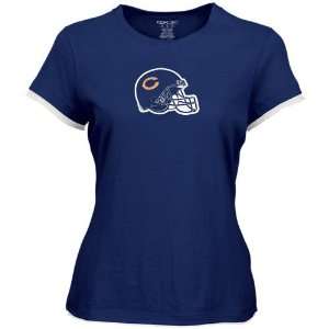   Chicago Bears Navy Blue Ladies Shiny Helmet T shirt
