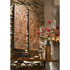   COPPER Finish Metal Wall Art Embossed Panels S/2