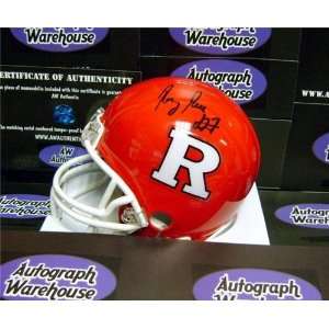  Ray Rice Autographed/Hand Signed Football Mini Helmet (RUTGERS 
