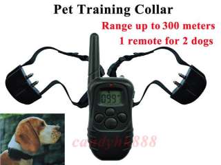   100LV 300m Shock Vibra Remote Pet DOG Training Collar for 2Dogs  