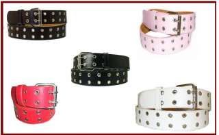 Mens / Ladies Two Hole Leather Grommet Belts w/ Eyelets  
