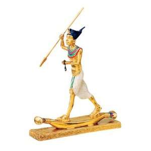 Tutankhamun On Papyrus Raft (Gold Plated Pewter)   Cold Cast Resin   3 