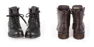 NEW Womens Cowhide Leather Lace Up Ankle Walker Boots Shoes 2 Colors 