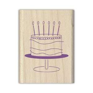  Birthday Cake Stand Wood Mounted Rubber Stamp Office 
