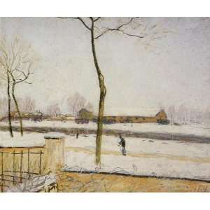  Oil Painting: Snow Scene Moret Station: Alfred Sisley Hand 