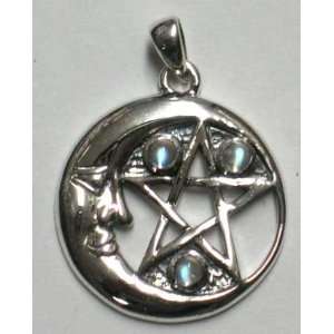  Cresent Moon with Moonstone Pentagram 