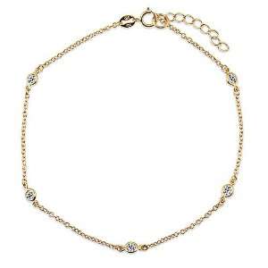  14K Gold Vermeil Cubic Zirconia CZ By Yard Anklet Ankle 