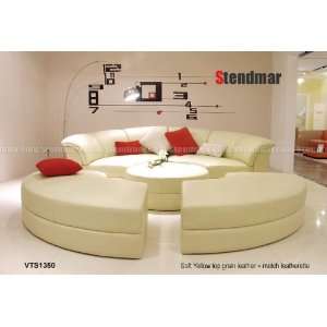  Modern round style Soft Yellow leather sectional sofa 
