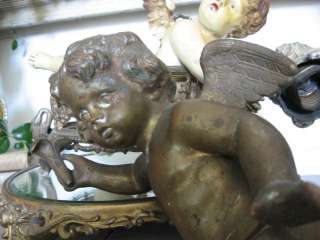   Old French Heavy Brass Metal WINGED CHERUB ANGEL Salvage AWESOME DECOR