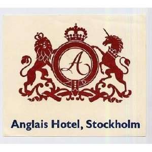 Anglais Hotel Luggage Label Stockholm Sweden Everything 