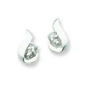  Sterling Silver Diamond Teardrop Post Earrings Jewelry
