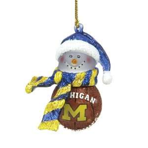 Michigan Wolverines NCAA Striped Acrylic Basketball Snowman Ornament 