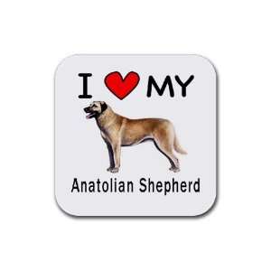  I Love My Anatolian Shepherd Square Coasters (Set of 4 