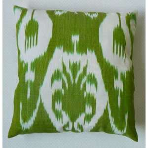  Handmade ikat cushion cover   white & green colors
