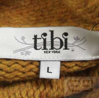 Tibi Orange Yellow Marled Wool Tie Trim Sweater Jacket Size Large 
