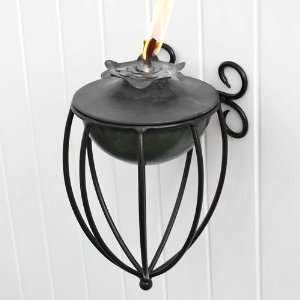   Lily Zinc Patio Torch with Medieval Wall Bracket   Weathered Zinc
