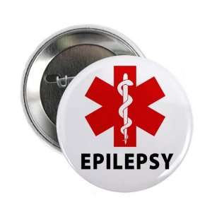  EPILEPSY Red Medical Alert Symbol 2.25 inch Pinback Button 