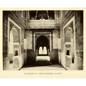  1907 Print Interior of the Infantas Tower Alhambra 
