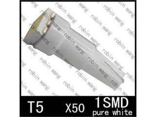 50x Super WHITE T5 74 1 Chip SMD Dashboard LED Car Bulb  