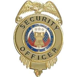  Security Officer Badge: Large Eagle   Gold Plated 