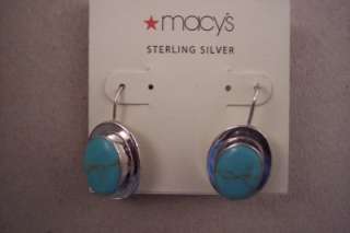 Macys Dangling ATI .925 Sterling Silver Turquoise Earrings $90  