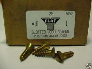 16x1 Flat Head Slotted Wood Screws Solid Brass (25)  