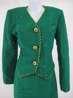 MAGALI EVENING Green Sequinned Blazer Skirt Outfit Sz S  