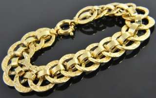 Milor Italian Estate Vintage 14K Yellow Gold Wide Hammered Link Chain 