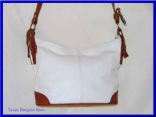 VALENTINA ~ IN PELL PURSE ~ Made In Italy ~ White Pebble Leather/Tan 