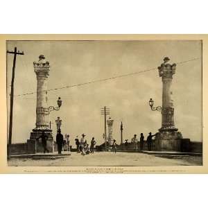  1899 Versalles Bridge Pillar People Matanzas Cuba Print 