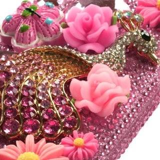  Rose Pink Animal Print 3D Heart Stone iPhone 4S 4 Case 