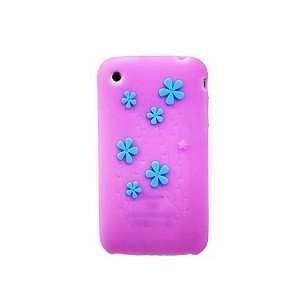  iPhone flower silicone skin case cover 3g 3gs PURPLE 