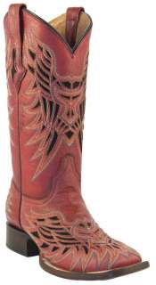Lucchese Ladies Genuine Calf Cowboy Western Boots Red/Black M3685 All 