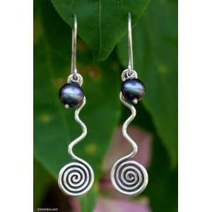  Pearl drop earrings, Black Iridescence Jewelry