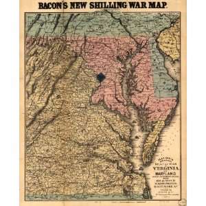  Civil War Map Bacons new map of the seat of war in Virginia 