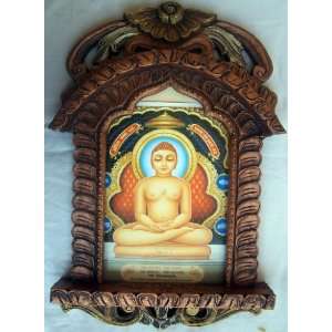  Lord Mahaveer Sawami poster in Wood Craft Jharokha 