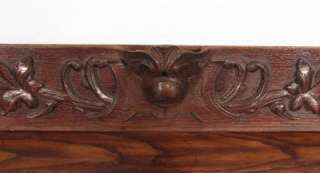 French Antique Hunting Oak Panel Crown Pediment Header Highly Carved 