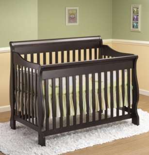 New Orbelle 4 in 1 Sleigh Style Wooden Baby Crib   Espresso Finish 